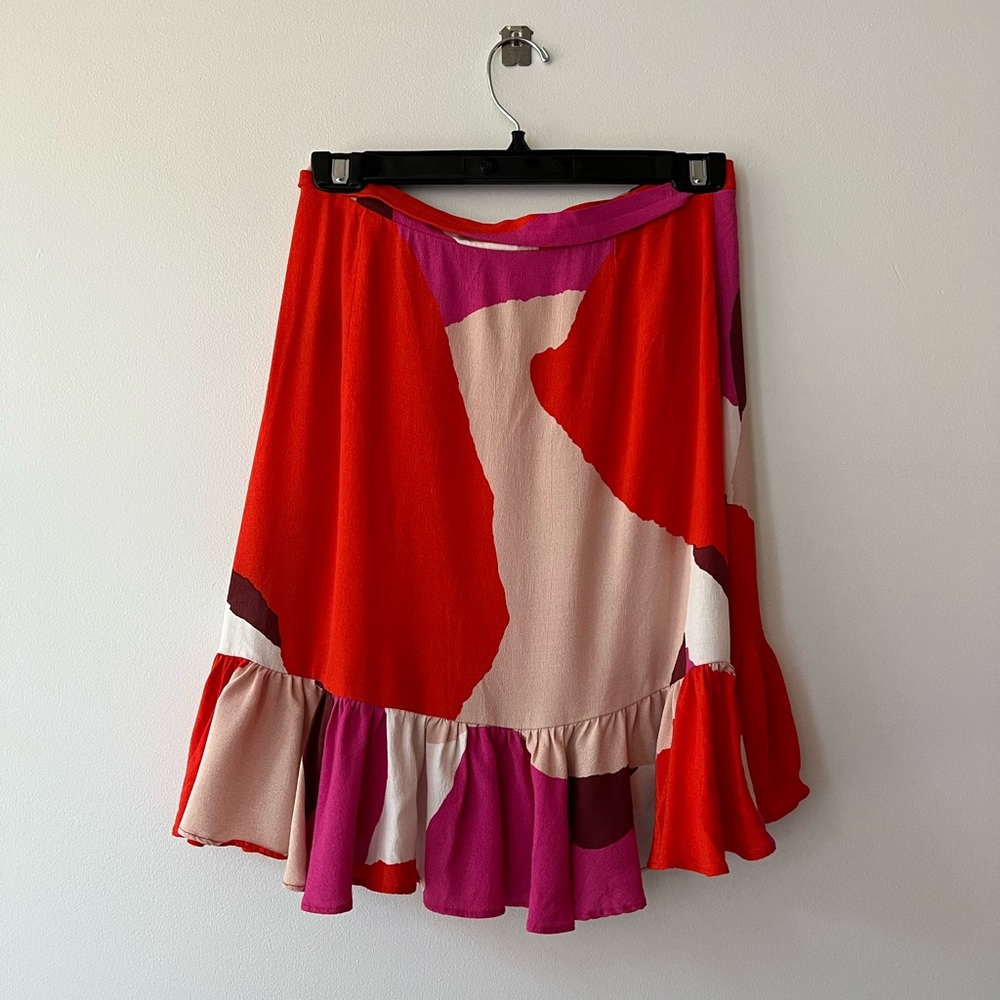 ZARA Wrap mini skirt abstract pink pattern - Picture 4 of 4
